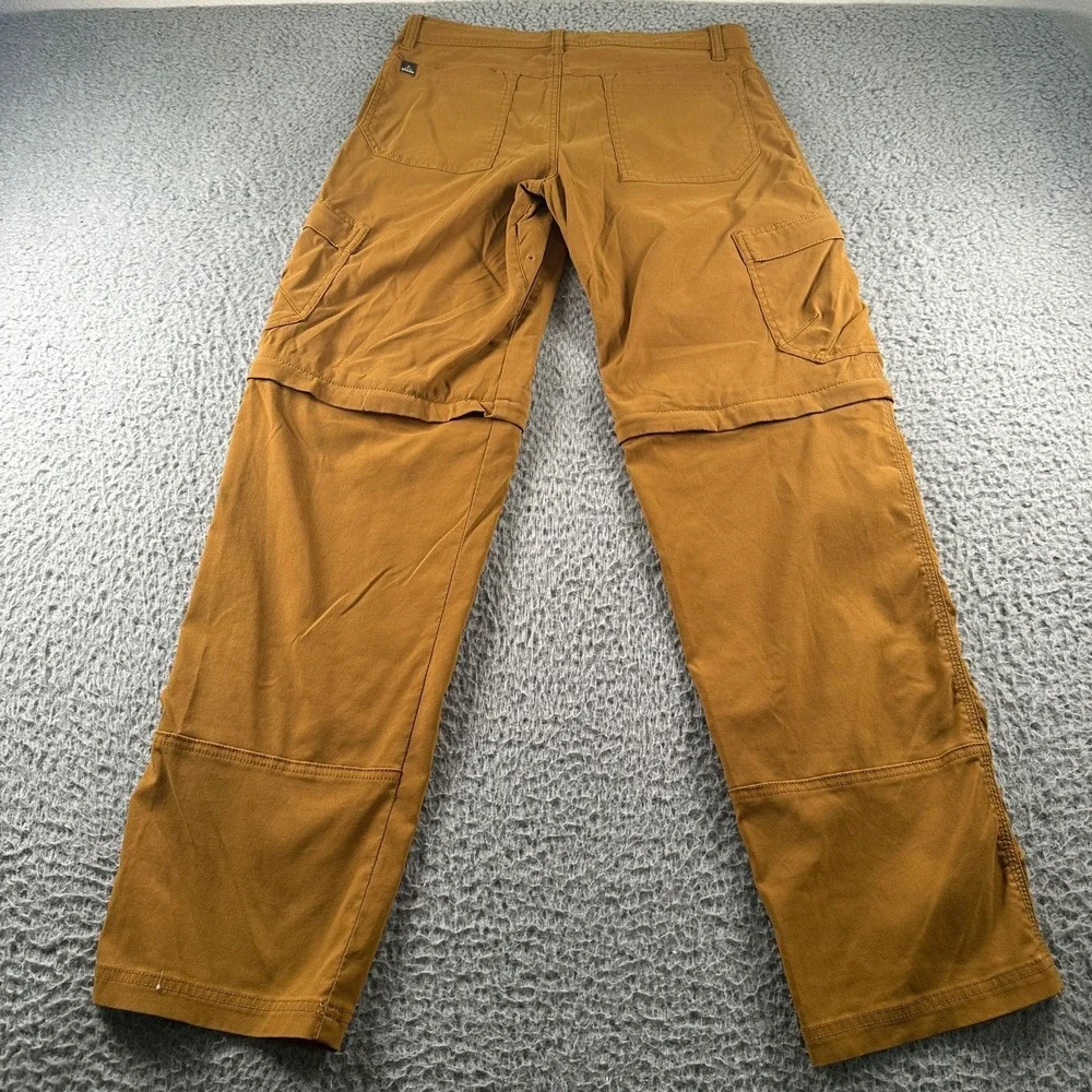 Prana Convertible Cargo Pants Mens 30x32 Mustard Zip Off Lightweight Nylon - Picture 12 of 15
